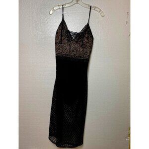 Fashion Nova Black Lace Midi Dress Spaghetti‎ Straps Nude Lining  XL SEXY Pinup
